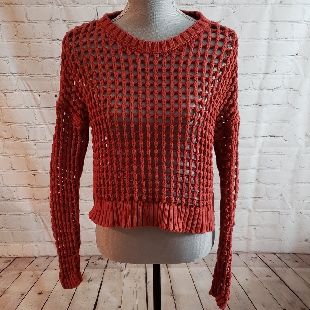 Express open knit cropped sweater sz XS